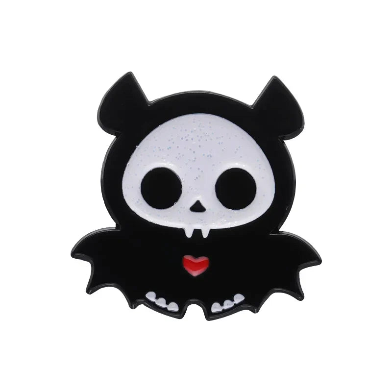 Gothic Animal Enamel Pin: Spider Dog Rabbit Deer Brooch Halloween Skeleton Black Punk