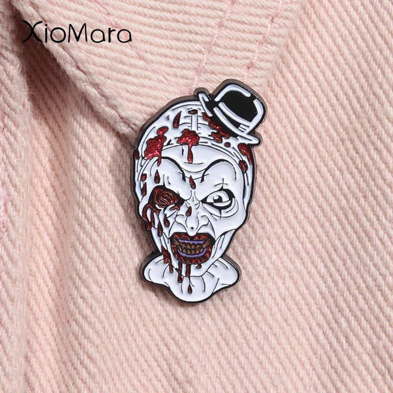 Horror Clown Enamel Pin Anime Brooch Lapel Badge Halloween Jewelry Gift