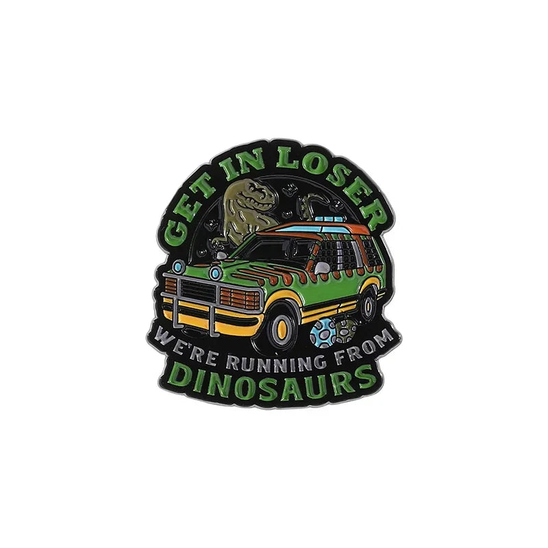 Get In Loser Time Travel Enamel Pin Cartoon Car Brooch Lapel Badge Gift