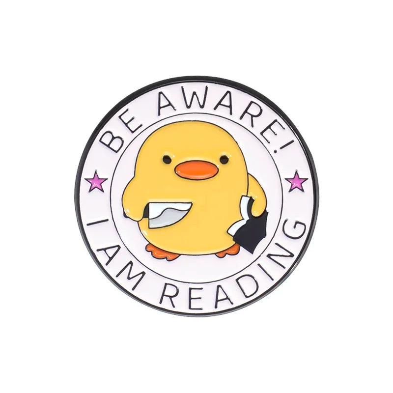 Kawaii Yellow Duck Enamel Pin with Hat and Guns Lapel Badge Jewelry