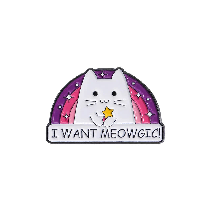 Meowgic Cat Enamel Pin Rainbow Brooch Lapel Badge Jewelry Wholesale