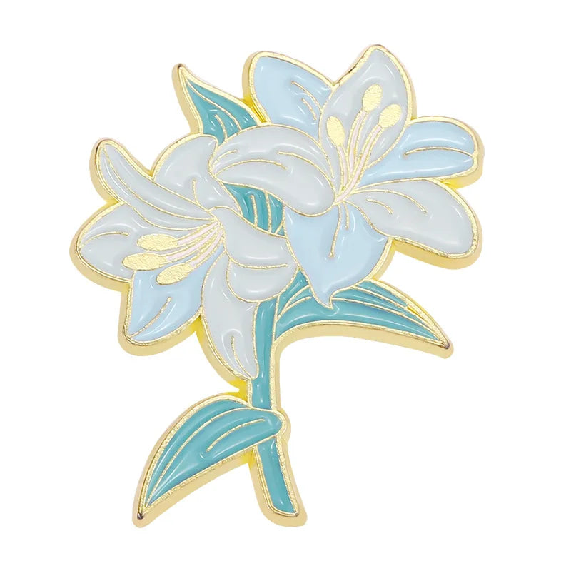 Lily Violet Flower Brooch Lapel Pin Custom Badge Jewelry Gift