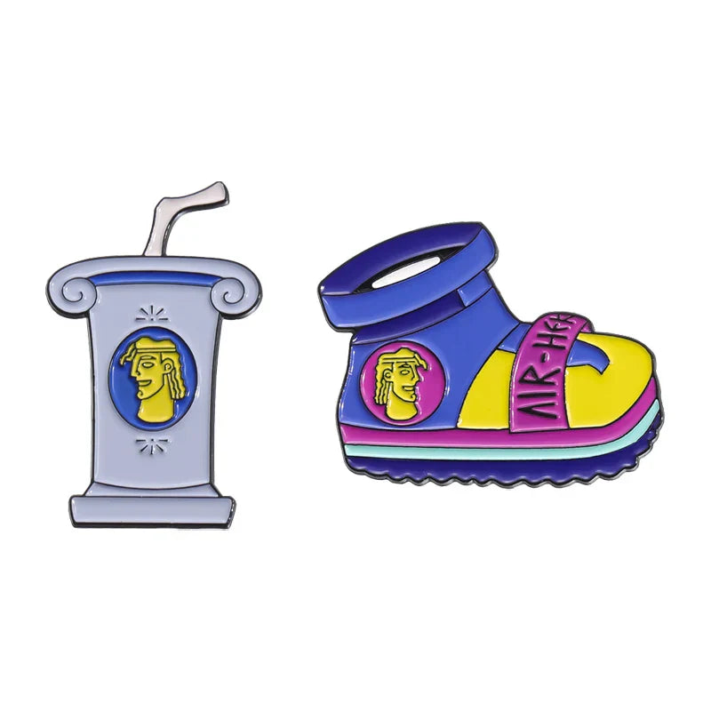 Childhood Anime Enamel Pins Cartoon Shoes Brooches Lapel Badges Jewelry Gift