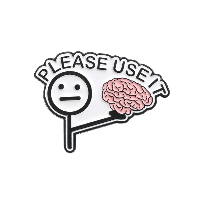 Cartoon Stick Figure Enamel Pin Middle Finger Brooch Lapel Badge Funny Gift