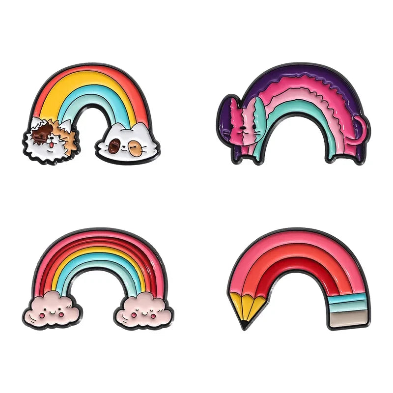 Rainbow Cat Cloud Enamel Pins Brooch Lapel Badge Jewelry Gift