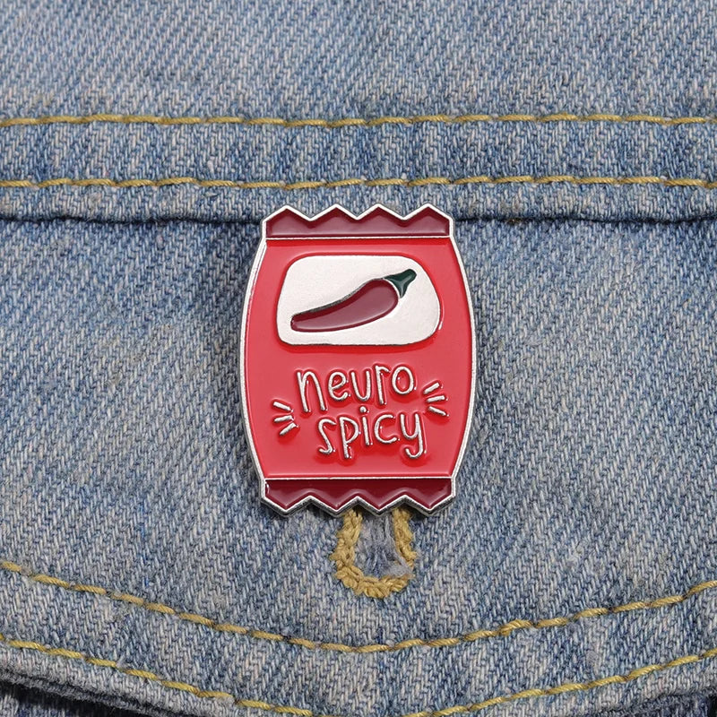 Mental Health Awareness Enamel Pin Neuro Spicy Brooch Lapel Badge Custom Backpack Clothes Jewelry Gift