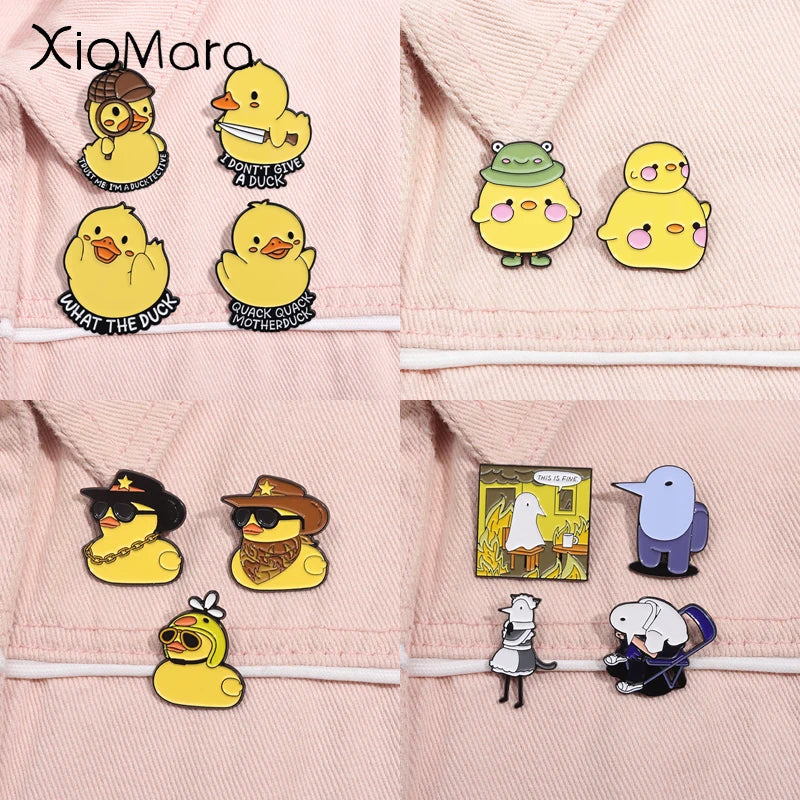 Cute Duck Enamel Pin Set Cartoon Goose Brooch Lapel Backpack Badge Jewelry Gifts Wholesale