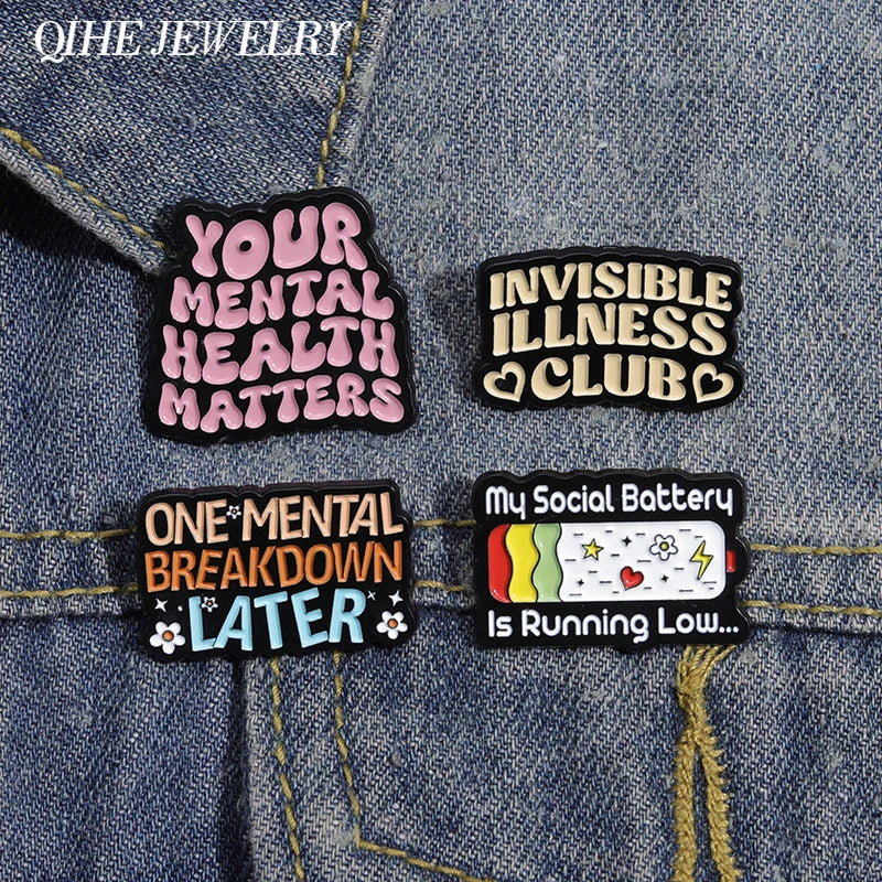 Mental Health Priority Enamel Pin - Funny Quote Brooch for Lapel or Backpack