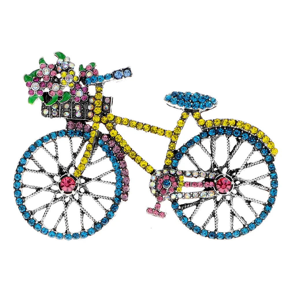 Wuli&baby Shining Bicycle Brooches for Women Unisex 2-Color Bike Pins Gifts