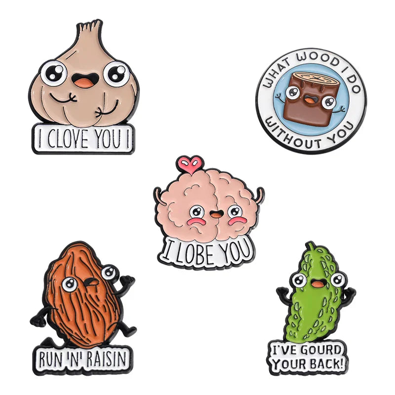 Cute Animal Enamel Pins: Duck, Mushroom, Frog Brooches