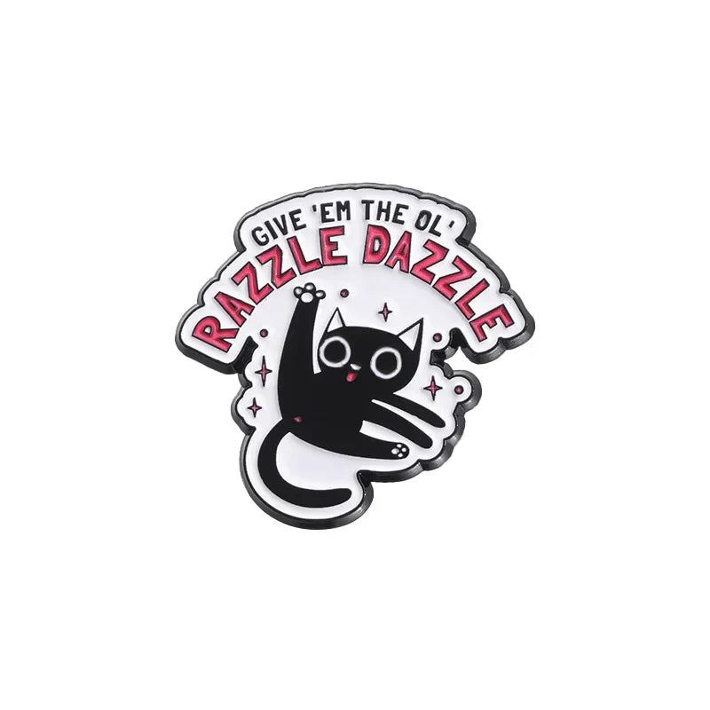 Razzle Dazzle Black Cat Enamel Pin Gothic Lapel Brooch Wholesale Jewelry