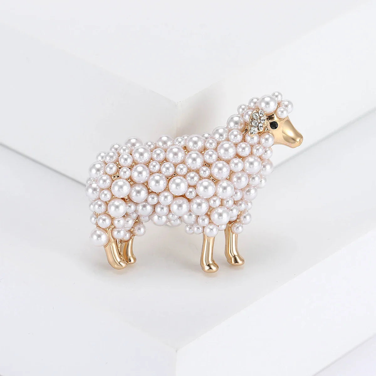 Pearl Sheep Brooch Enamel Pin - Cute Animal Jewelry Accessory