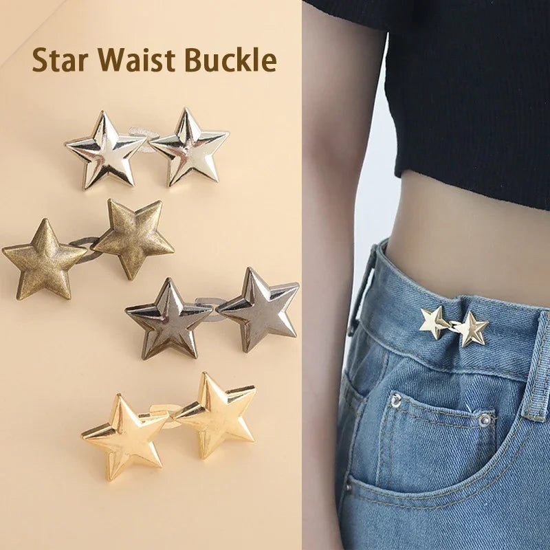 Detachable Metal Star Waist Button Adjustable Jeans Brooch