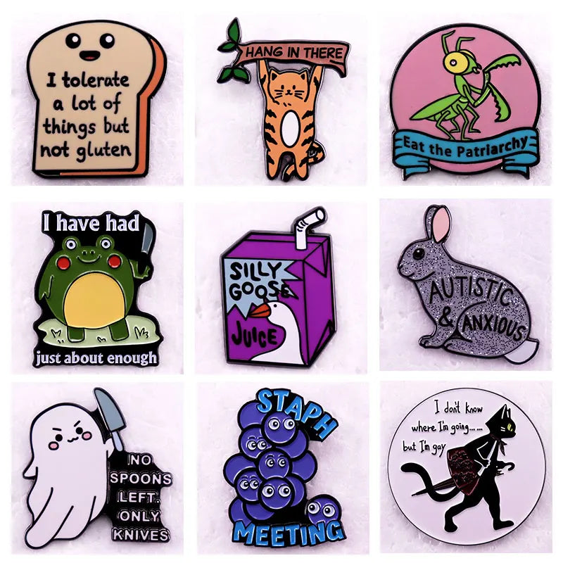 Funny Animal Quote Enamel Pins Lapel Badge Collection Brooch Accessories