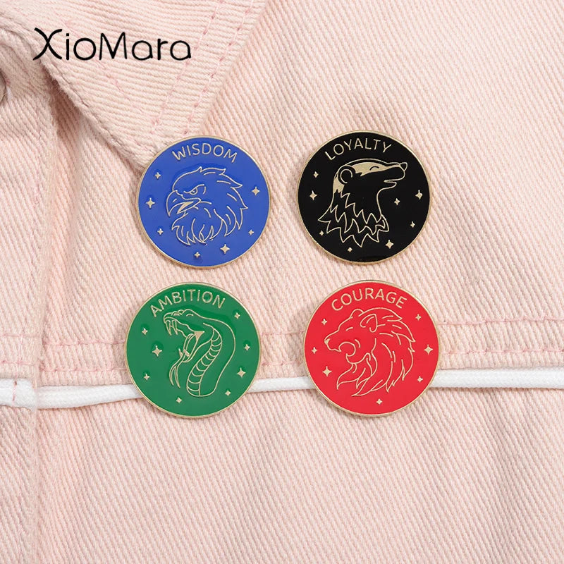 Courage Wisdom Ambition Loyalty Enamel Pins Brooches Lapel Backpack Badge Gifts