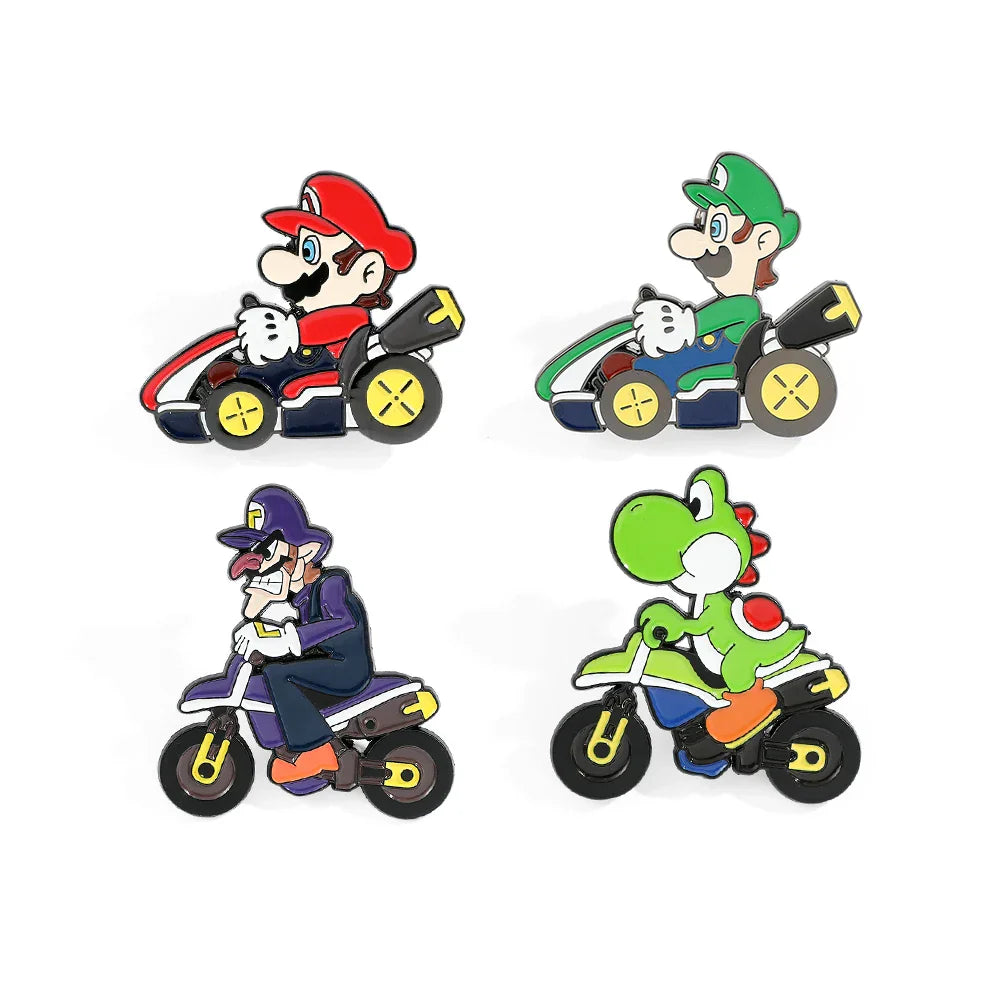 Mario Enamel Pins Set - Cute Cartoon Brooches for Backpacks & Accessories