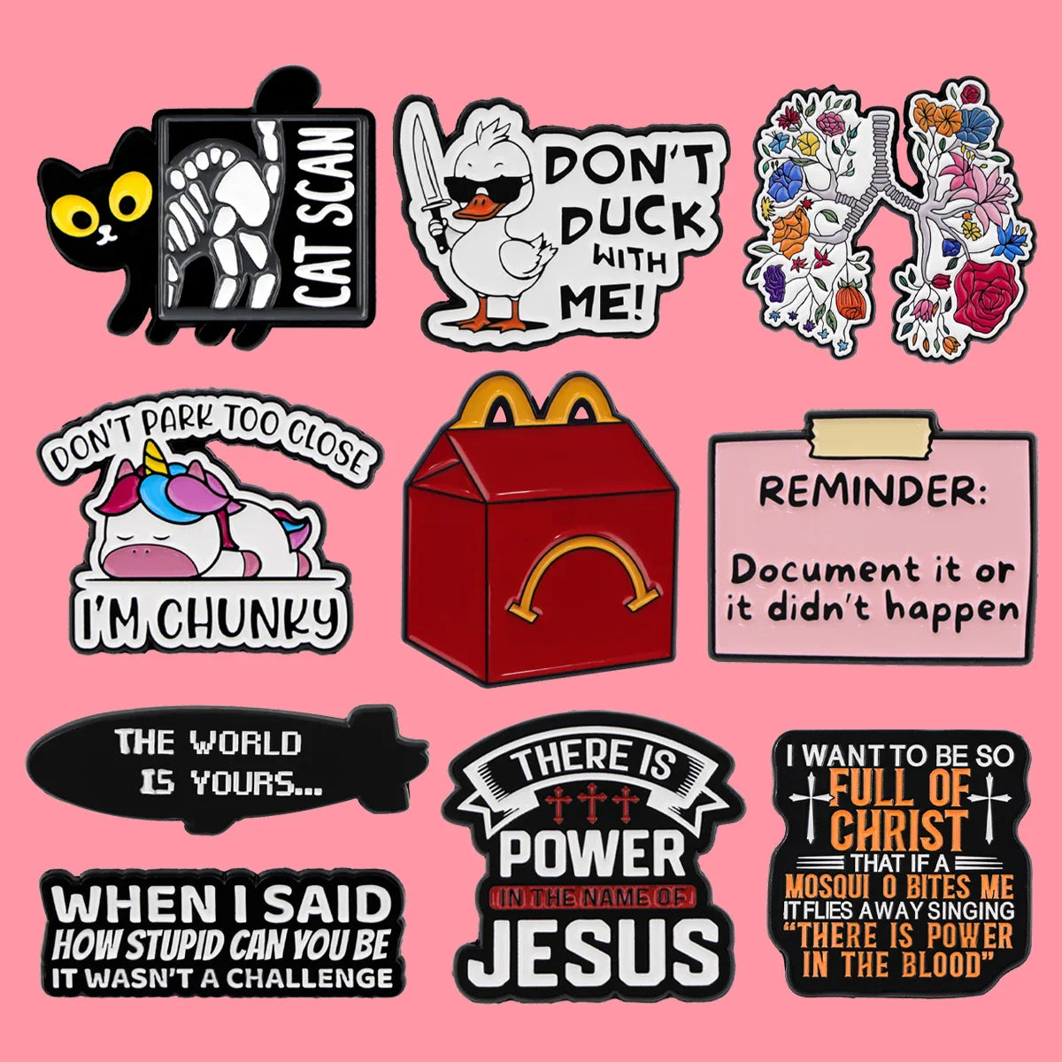 Black Cat Enamel Pin - Funny Quote Lapel Badge for Backpack or Clothes