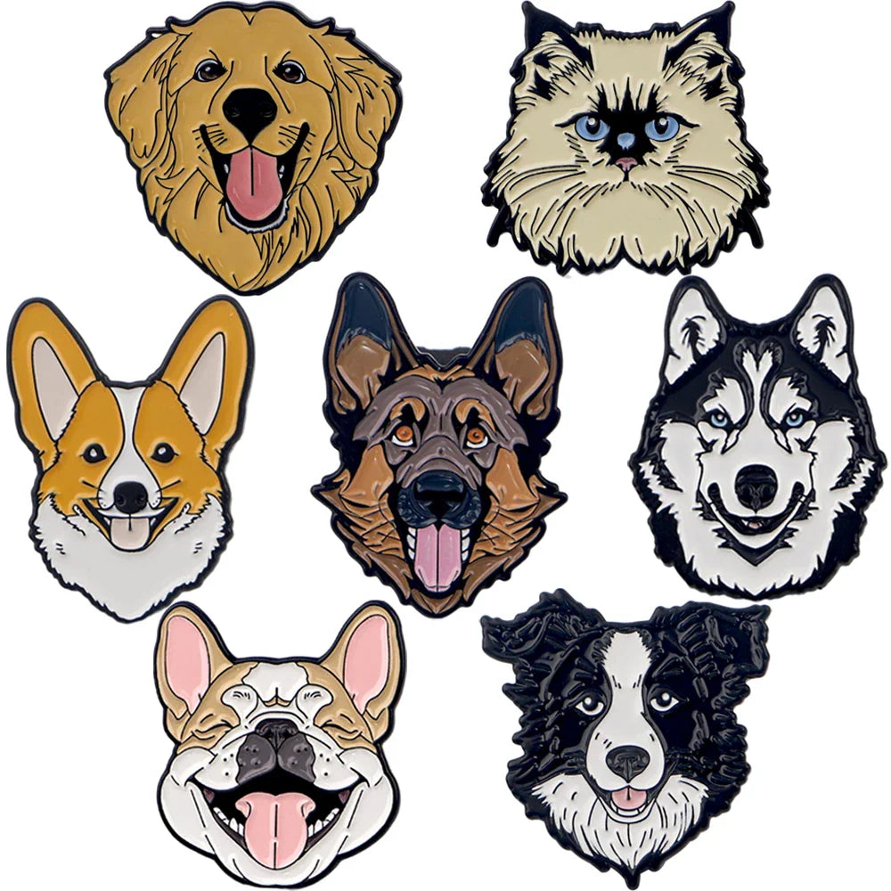 Cute Cats & Dogs Enamel Pin Brooches for Backpacks & Clothes