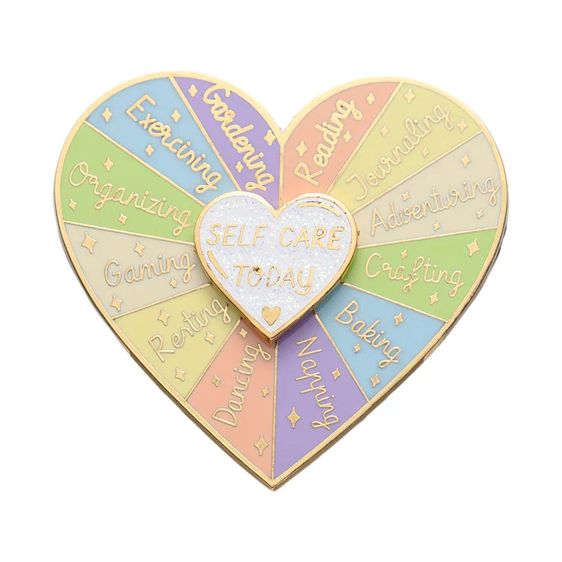 Heart Turntable Enamel Pin Rotatable Brooch Lapel Badge Jewelry Gift