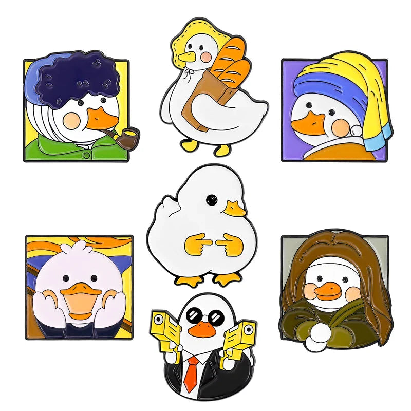 Duck Meme Enamel Pin Cartoon Brooches Fashion Gift for Kids