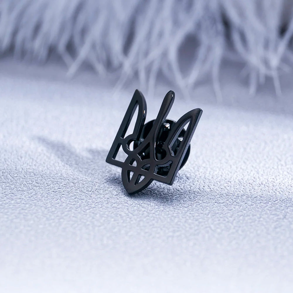 Ukrainian Emblem Brooch Stainless Steel Men's Symbol Pin Jewelry