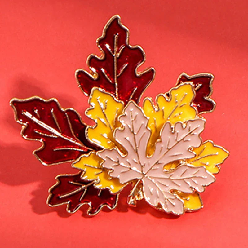 Red Maple Leaf Crystal Brooch Jewelry