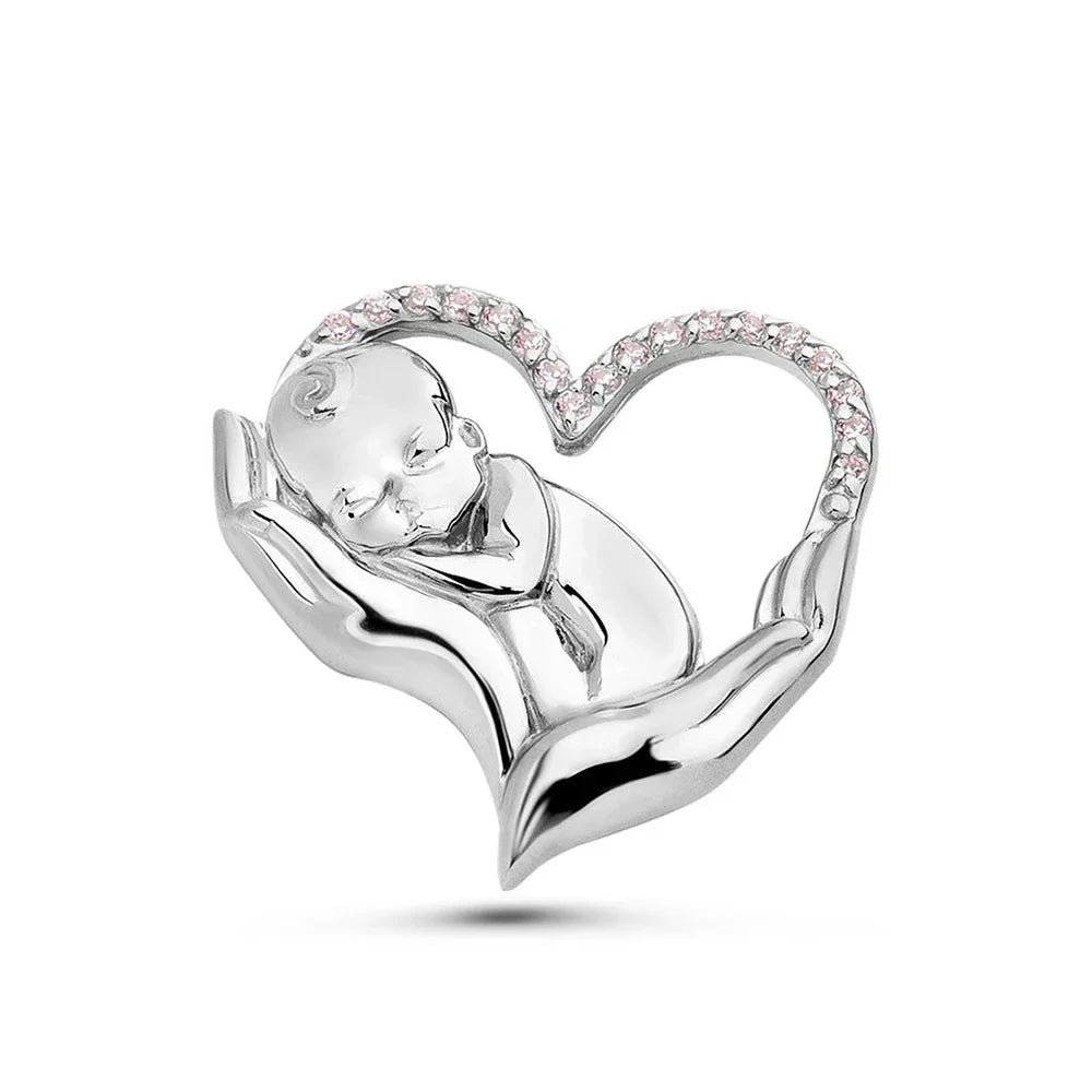 Hanreshe Baby Mother Love Brooch Pin Crystal Silver Lapel Badge Jewelry for Doctor Nurse Women