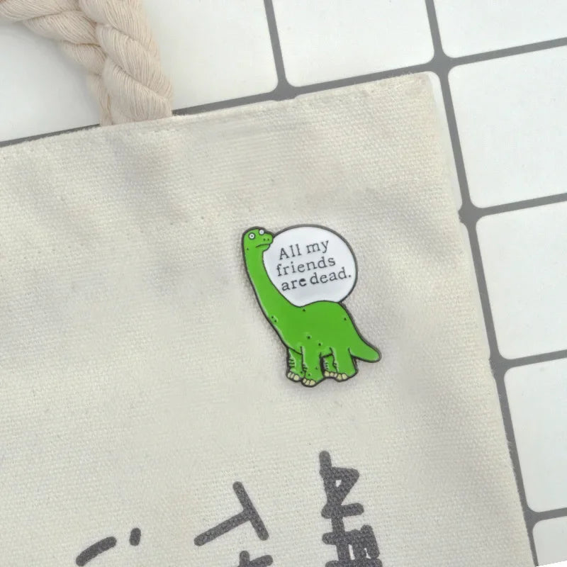 Green Dinosaur Enamel Pin Cartoon Brooch Kawaii Jewelry Gift