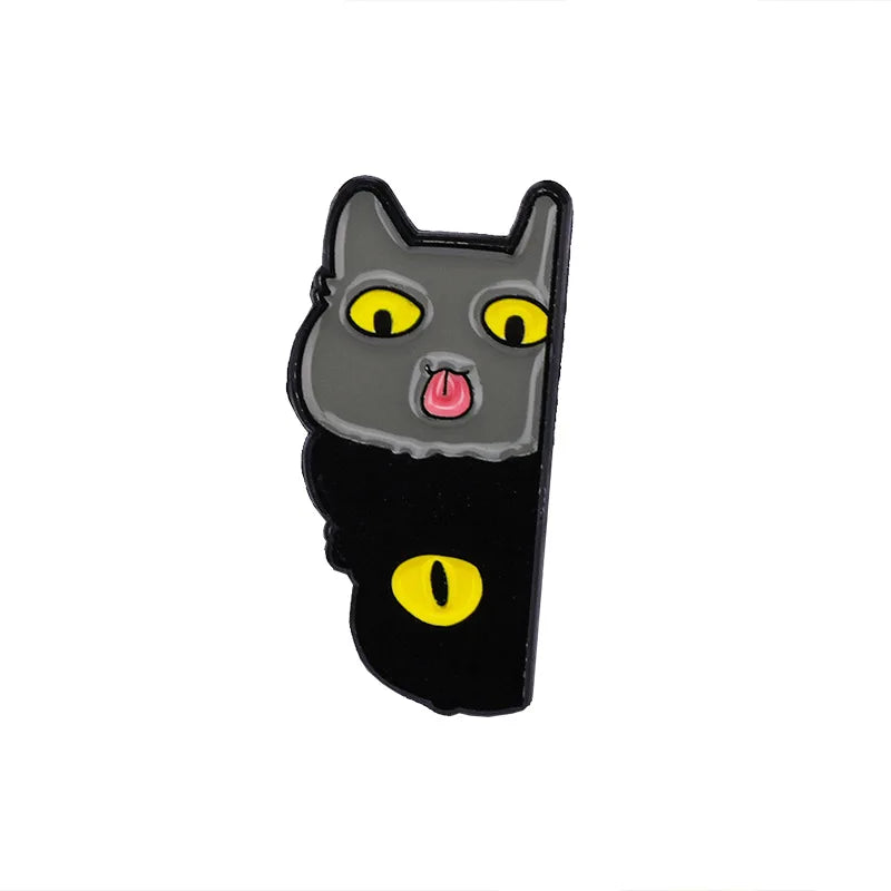 Black Cat Enamel Pin Cartoon Animal Brooch Jewelry Accessory Gifts Wholesale