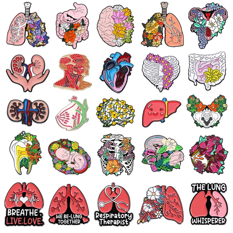 Medical Organ Enamel Pin Brain Lung Uterus Stomach Intestine Brooch Lapel Badge Jewelry Gifts