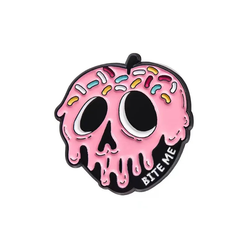 Purple Skull Radio Tape Metal Badge Halloween Costume Accessory Pin
