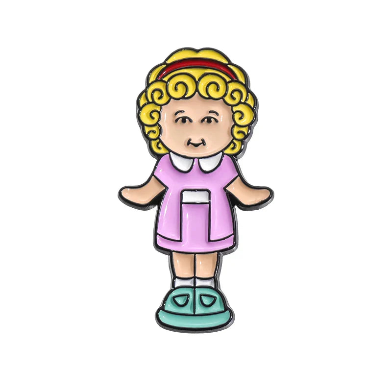 90s Cute Dolls Enamel Pins Kids Toys Brooches Lapel Badges Cartoon Jewelry Gift