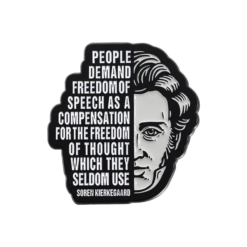 Philosopher Quote Enamel Pin: "Unexamined Life" Brooch Lapel Badge Jewelry