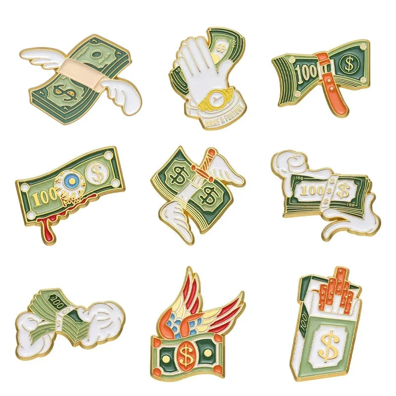 Enamel Pin Money Wings Brooch Custom Badge Metal Accessories Wholesale Gift