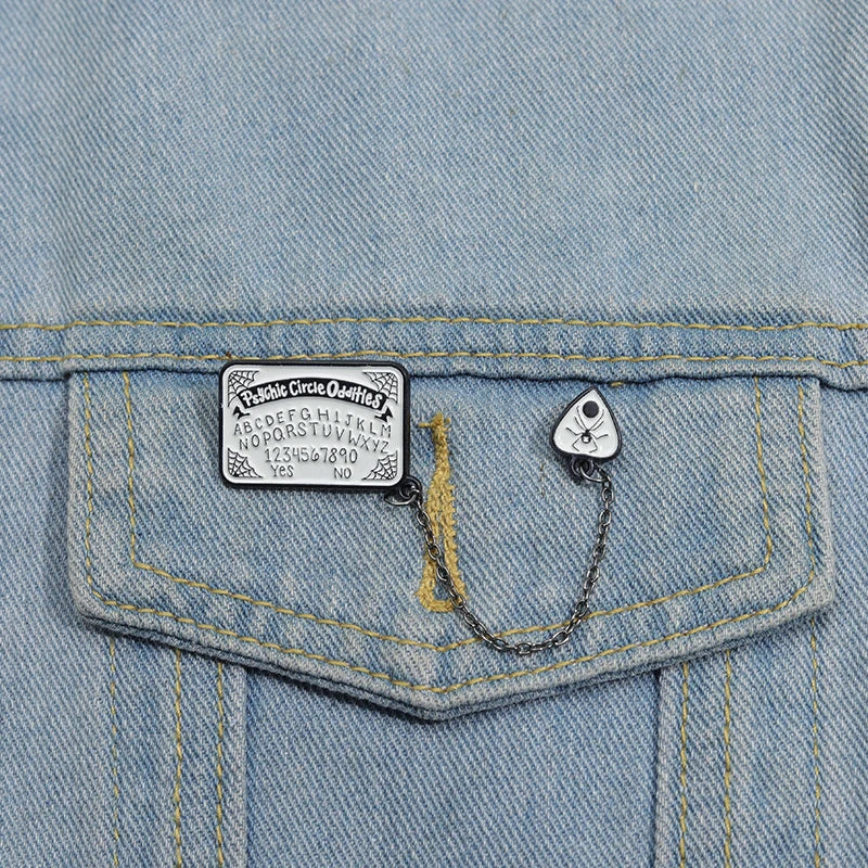 Yes No Sun Moon Bronze Enamel Pins Chain Brooches Lapel Badges Gothic Jewelry Gift