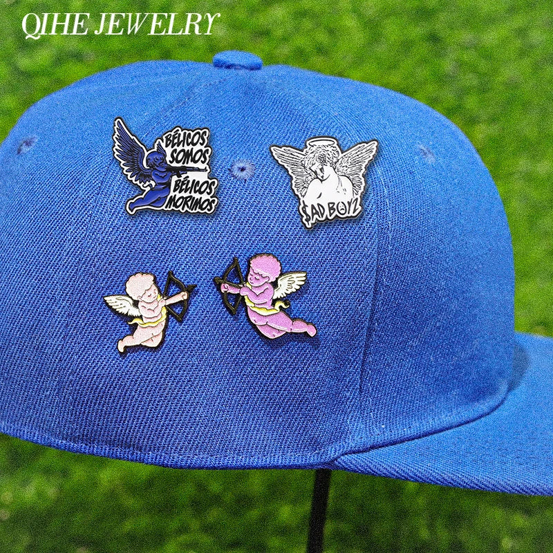 Angel Wings Enamel Pin Clip for Caps and Hats