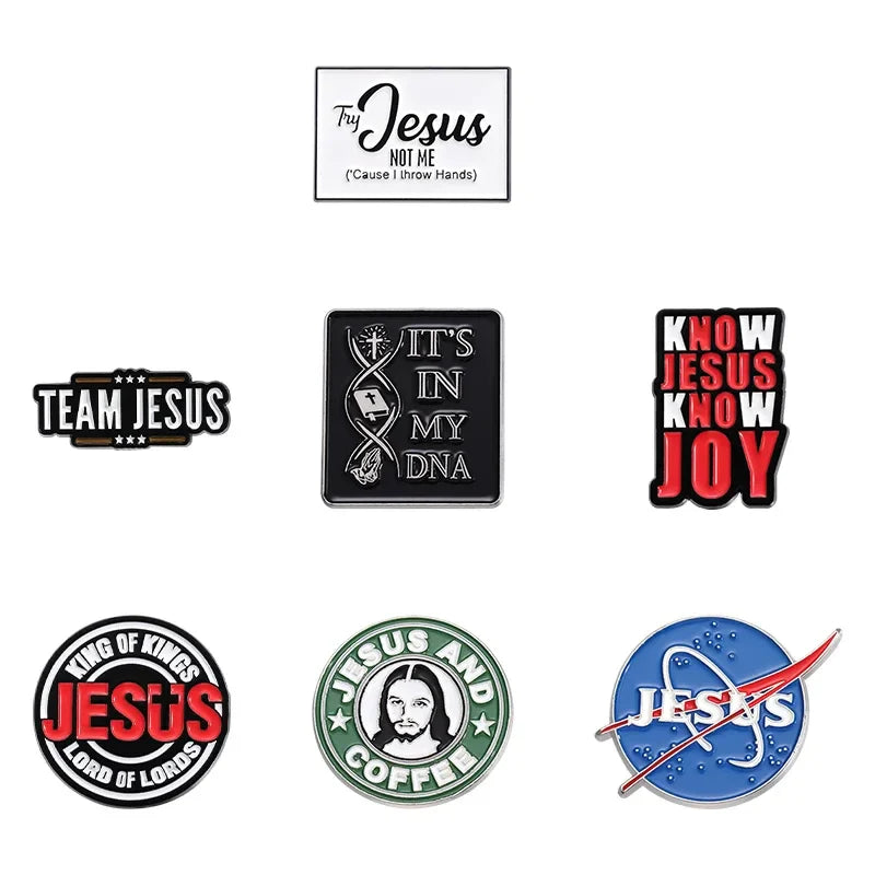 Creative Jesus Enamel Pins Cross Brooches Lapel Badges Jewelry Gift