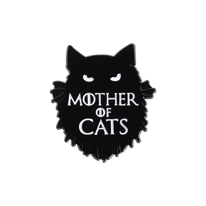 Black Cat Enamel Pin Brooch Mother of Cats Lapel Badge Jewelry Accessory
