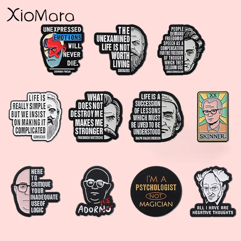 Philosopher Quote Enamel Pin: "Unexamined Life" Brooch Lapel Badge Jewelry