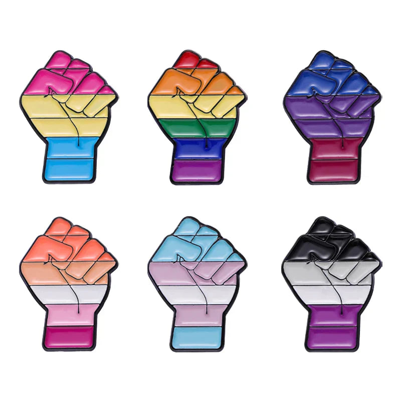 Rainbow Fist Enamel Pin Feminism Protest Brooch Lapel Badge Jewelry