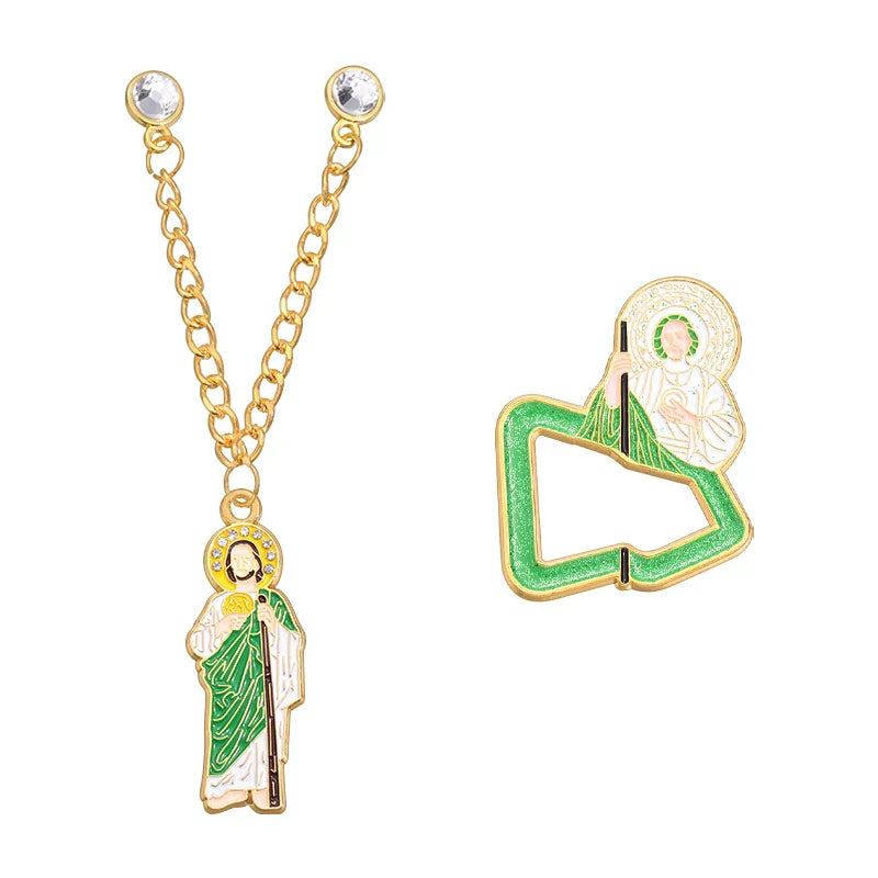 Rhinestone Virgin Mary Hat Pin Badge Pendant Emblem