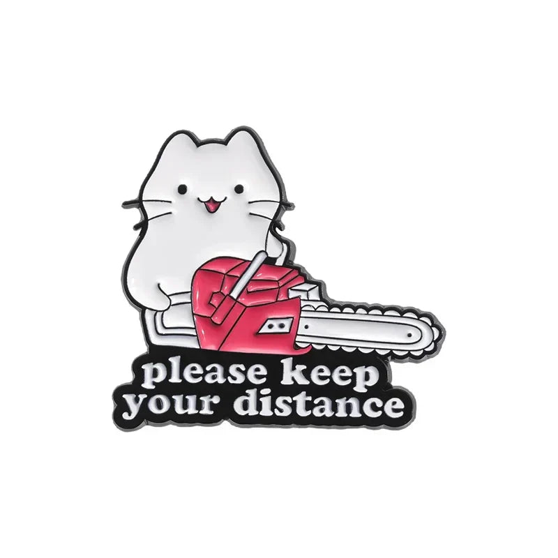 Cute Cat Enamel Pin Social Anxiety Brooch Introvert Lapel Badge Gift