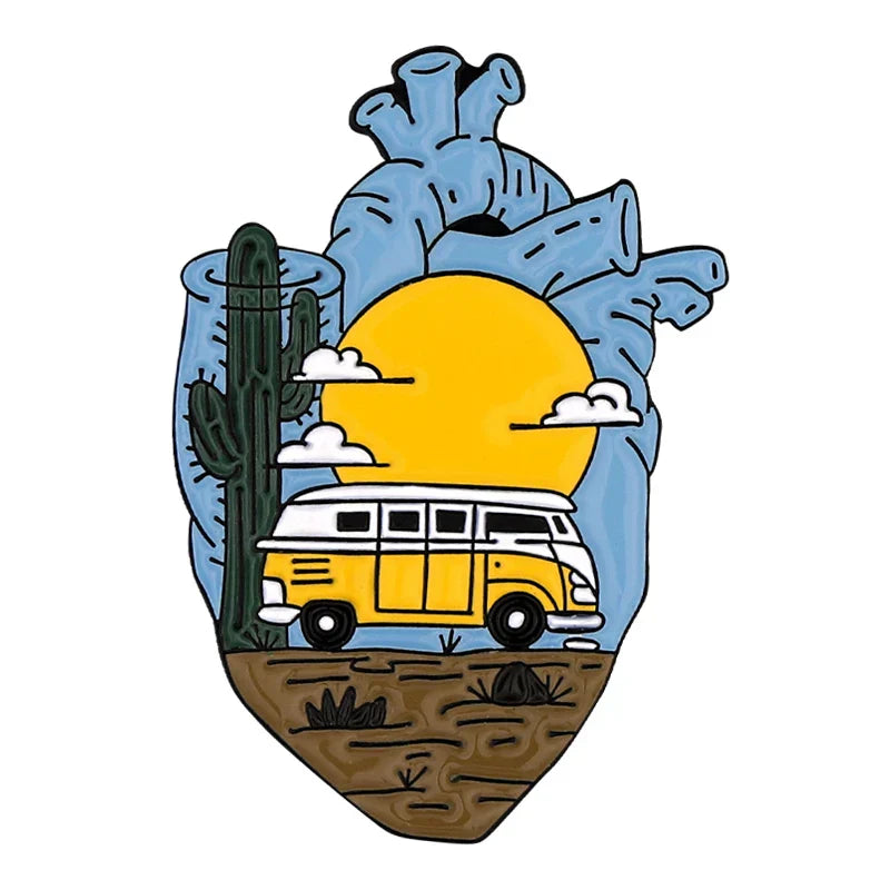Camping Scenery Enamel Pin Hiking Brooch Lapel Pin Backpack Hat Accessories Wholesale