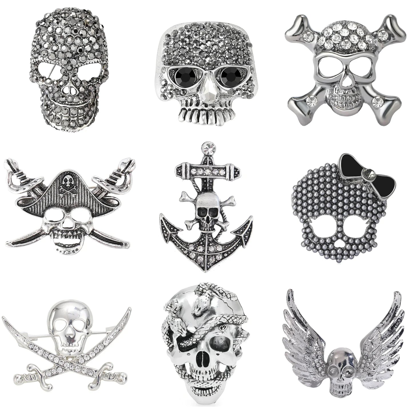 Rhinestone Skull Brooch Pin Jewelry Accessories