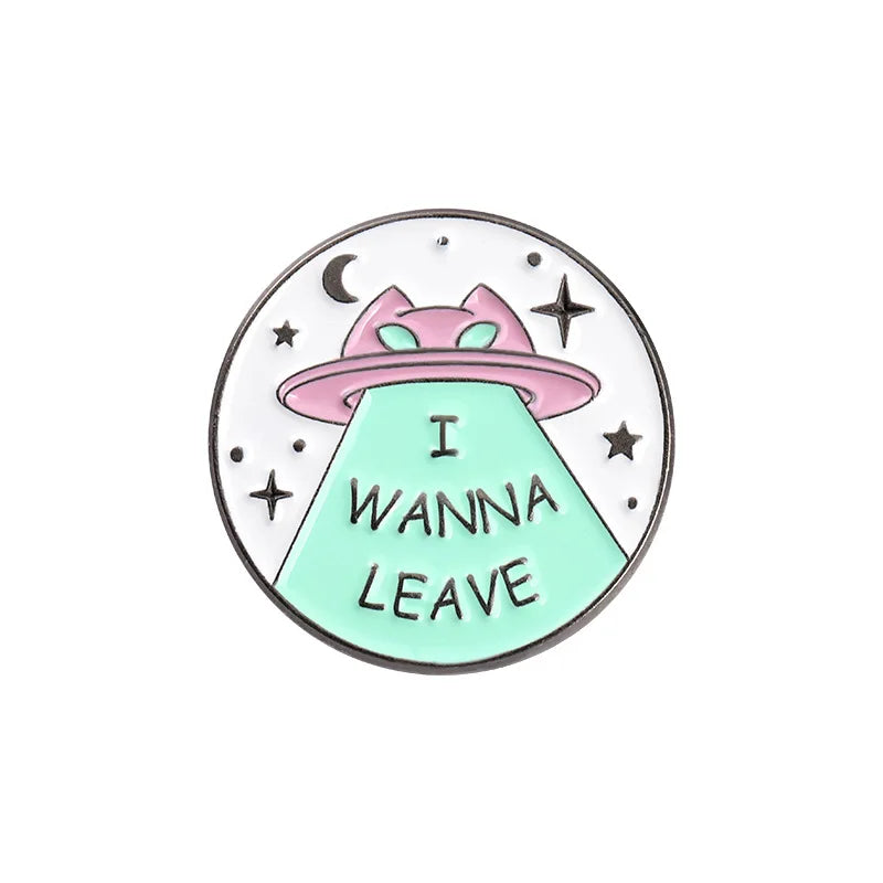 Alien Spacecraft Enamel Pins Badges Fashion Accessory Ghost Design