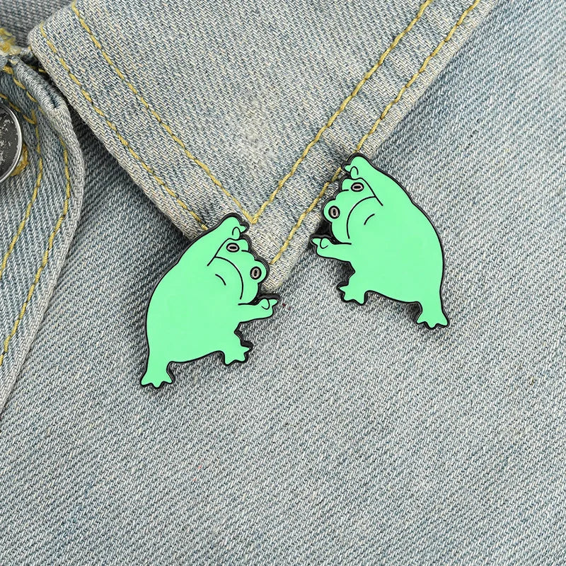 Frog Enamel Pins Cute Animal Brooch Lapel Pin Jewelry Gift