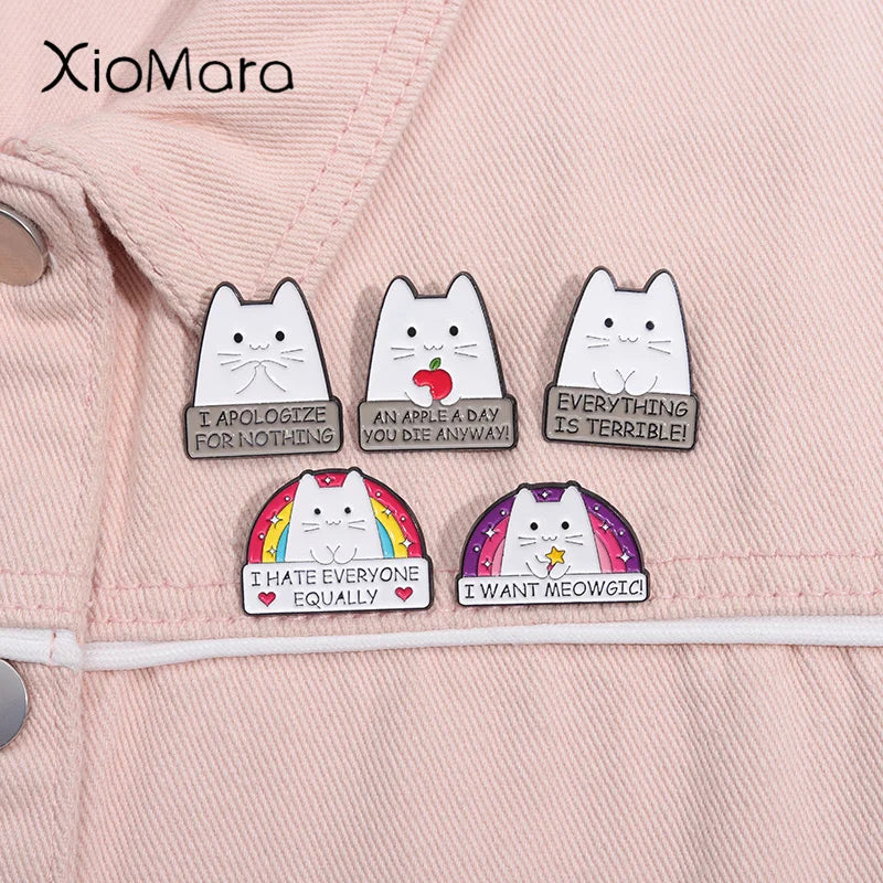 Meowgic Cat Enamel Pin Rainbow Brooch Lapel Badge Jewelry Wholesale
