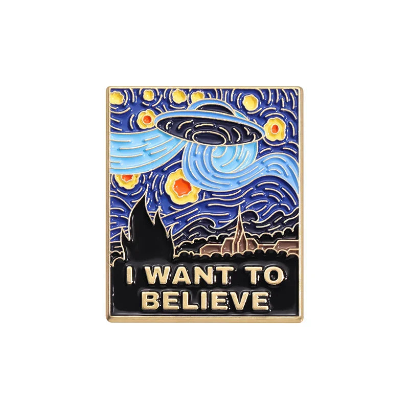 Van Gogh Starry Night Enamel Pins Lapel Brooches Art Jewelry Gift