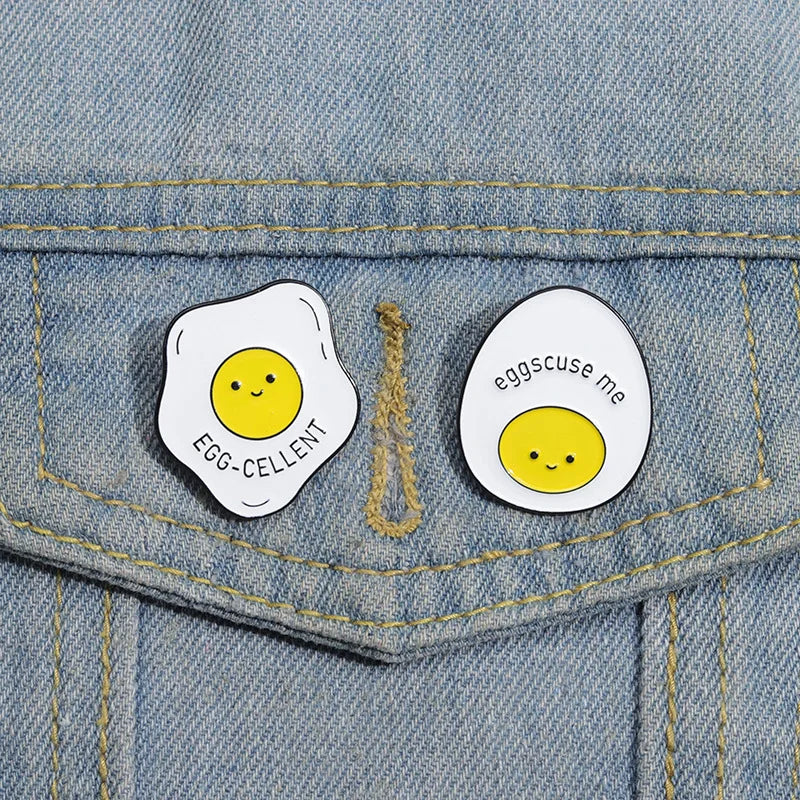 Funny Egg Enamel Pins Cartoon Brooches Lapel Badges Backpack Accessories Wholesale Jewelry Gifts