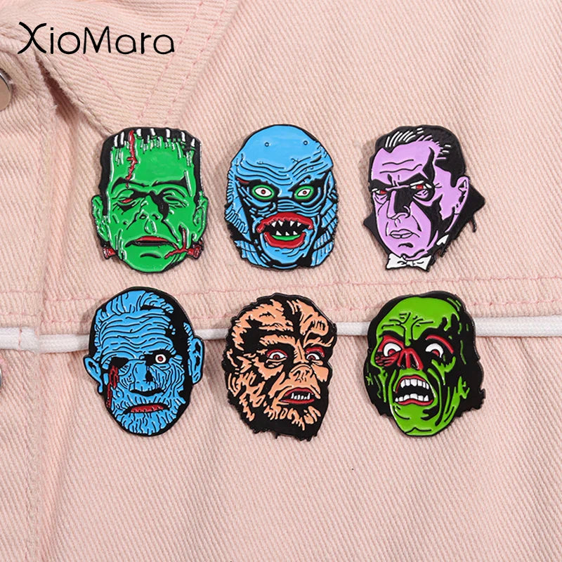 Halloween Horror Movie Enamel Pins Monster Brooches Lapel Backpack Badge Gifts